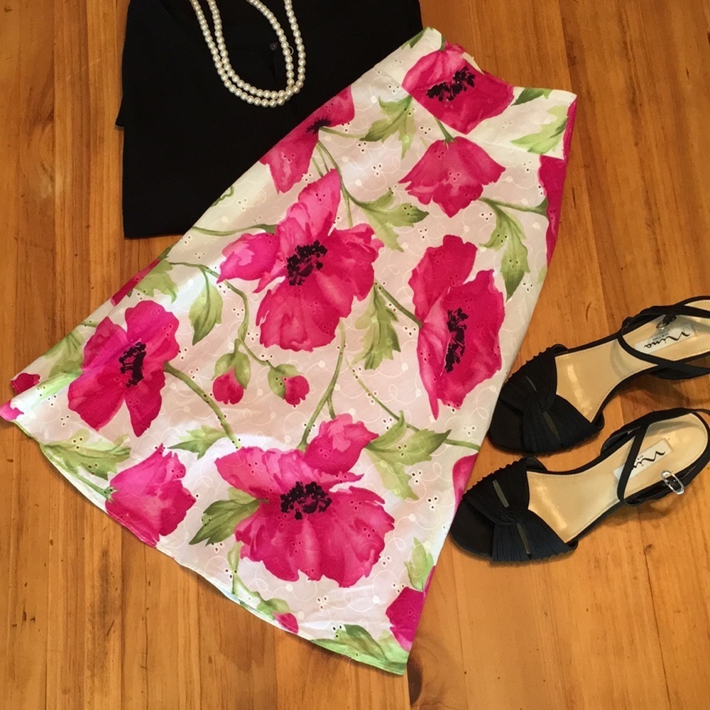 Sag Harbor Petites Floral Eyelet Skirt with Slip​​​